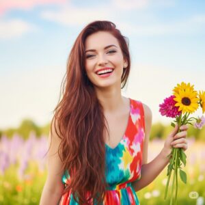 タロットカード愚者のカードのイメージを示す女性