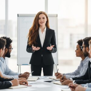 会議を主導する女性：タロット「節制」が示す調和とバランス