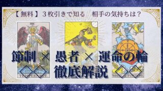 【 完全無料 】相手の気持ちを ≪節制×愚者×運命の輪≫ の３枚引きで読み解く！ 