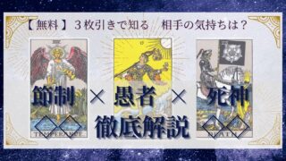 【 完全無料 】相手の気持ちを ≪節制×愚者×死神≫ の３枚引きで読み解く！ 