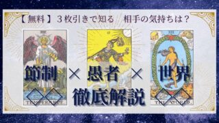 【 完全無料 】相手の気持ちを ≪節制×愚者×世界≫ の３枚引きで読み解く！ 
